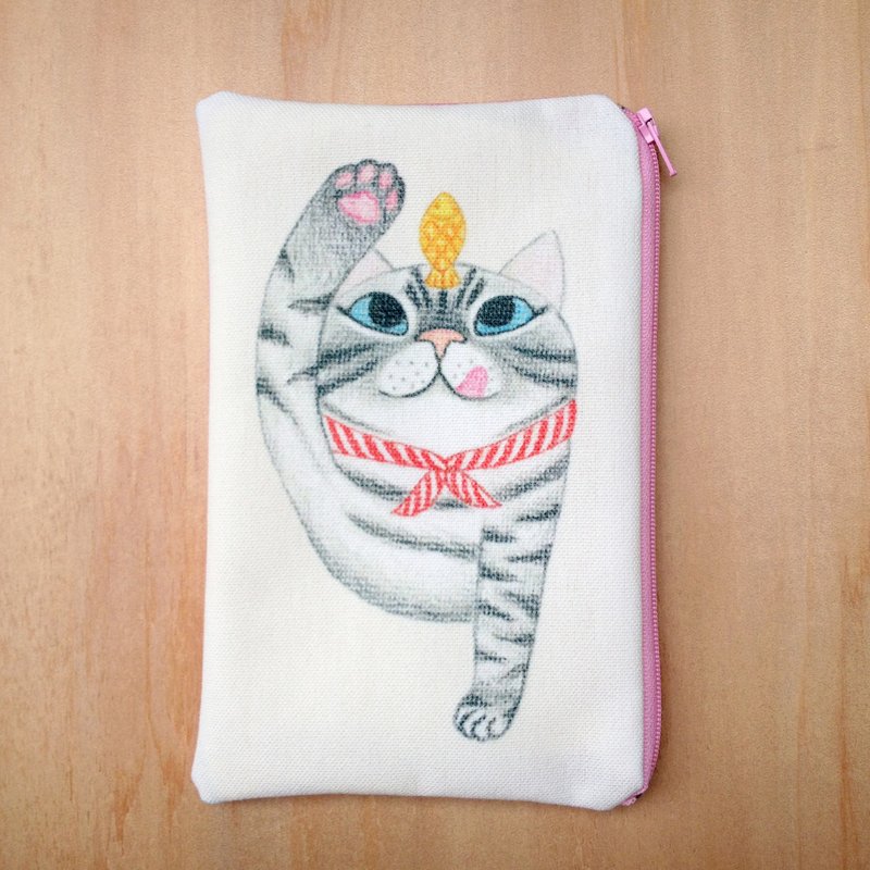 【贪吃猫】の收纳包。笔袋。化妆包。小物收纳 - 粉系 - 化妆包/杂物包 - 其他材质 粉红色