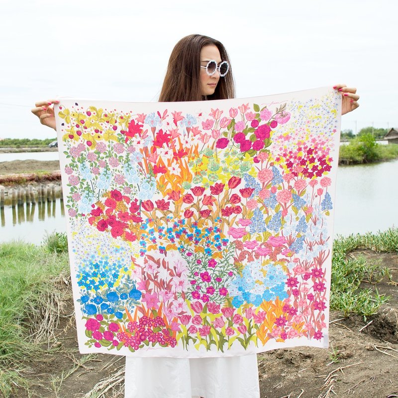 Keukenhof 花园手工围巾/丝巾 - 粉红玫瑰色（Keukenhof Scarf -Pink Rose colour） - 丝巾 - 其他材质 粉红色