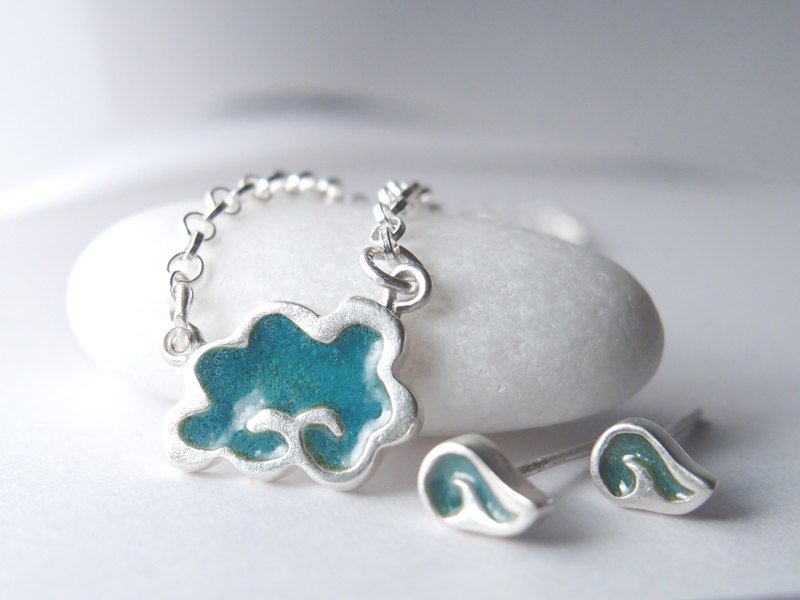 云纹珐琅纯银项链 - 项链 - 其他金属 灰色