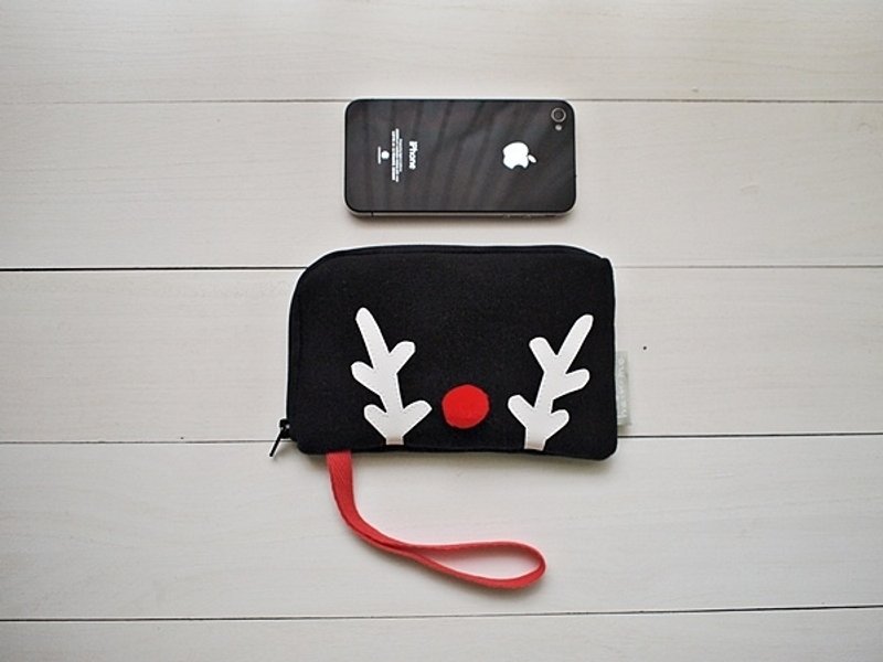 hairmo。大鼻麋鹿拉链手机包-黑 - 手机壳/手机套 - 其他材质 黑色