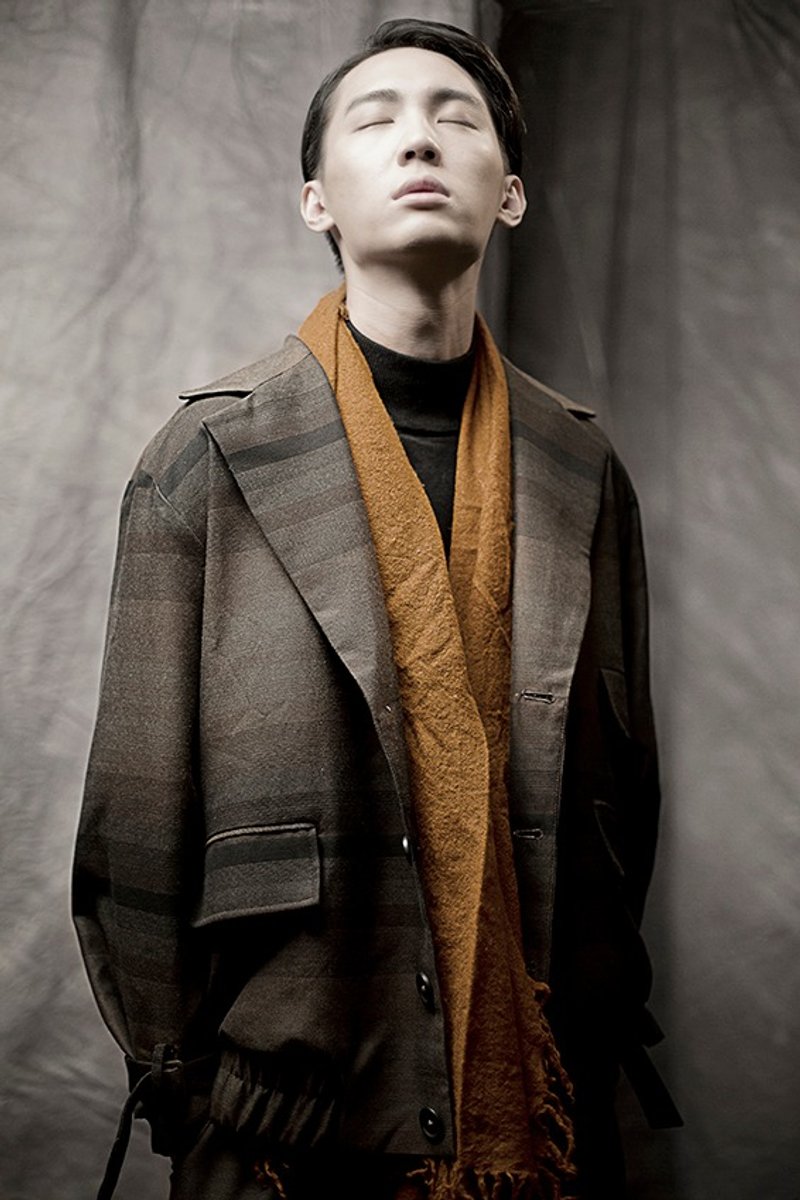 Envol Avec Ning 男款束口咖啡条纹西装外套 - 女装西装外套/风衣 - 其他材质 咖啡色