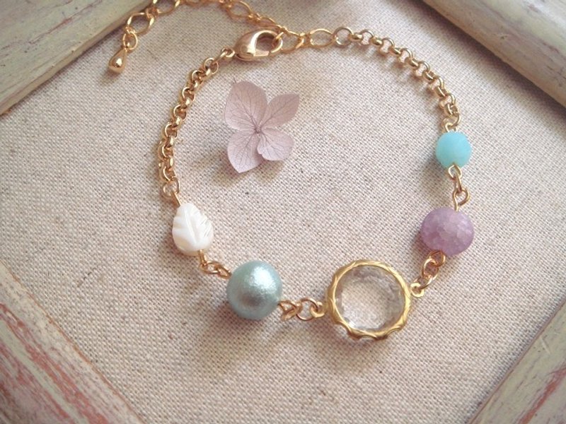 Garohands 金属包边切面宝石棉珠手感手链*淡蓝 B243 礼物 - 手链/手环 - 其他材质 多色