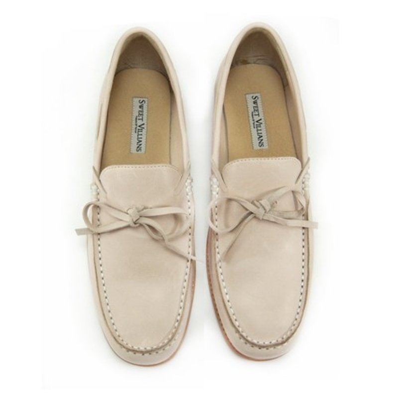 Sweet Villians 英伦时尚雅痞牛皮休闲帆船鞋 M1115A，象牙白 - 男款休闲鞋 - 真皮 白色