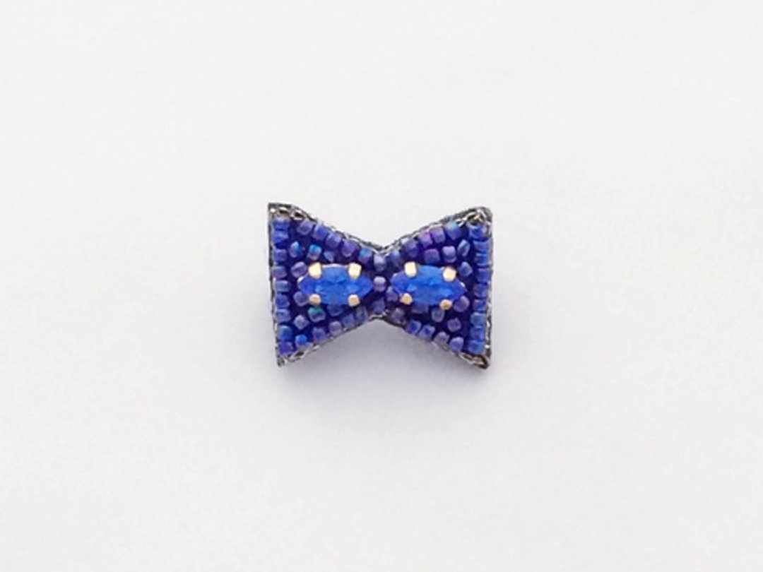 Party brooch bow tie (blue) - 胸针 - 其他材质 蓝色
