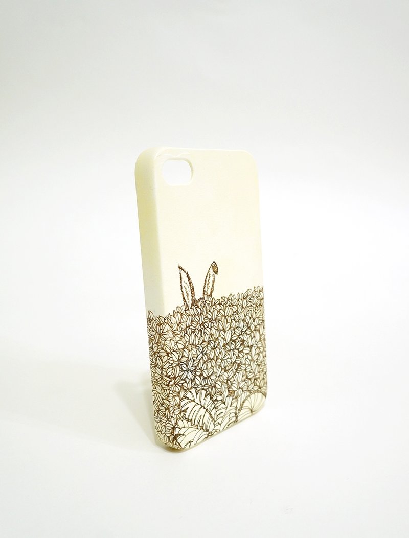 【兔，躲猫猫】Apple iphone 5 & 5S 纯手绘手机殻 （可定制iPhone 6 & 6S ） - 手机壳/手机套 - 塑料 白色