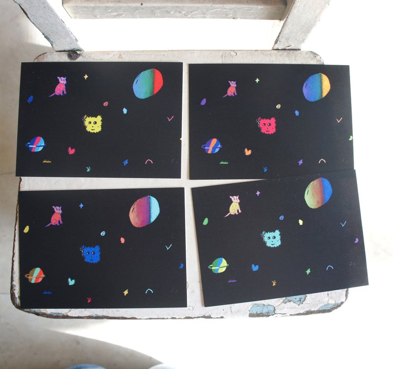 全宇宙我最爱你小狗明信片 - 卡片/明信片 - 纸 黑色