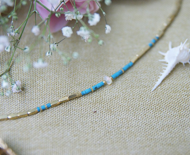 非洲欧泊、古董松石 ✄  黄铜 手链 手环 - 手链/手环 - 其他金属 蓝色