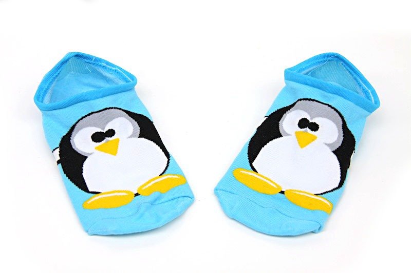 【HARPER】在脚尖上舞蹈的矽胶止滑隐形短袜-天空蓝企鹅 - 袜子 - 其他材质 蓝色