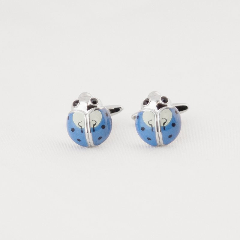 昆虫款- 蓝色甲虫袖扣 LADYBIRD CUFFLINKS - 袖扣 - 其他金属 