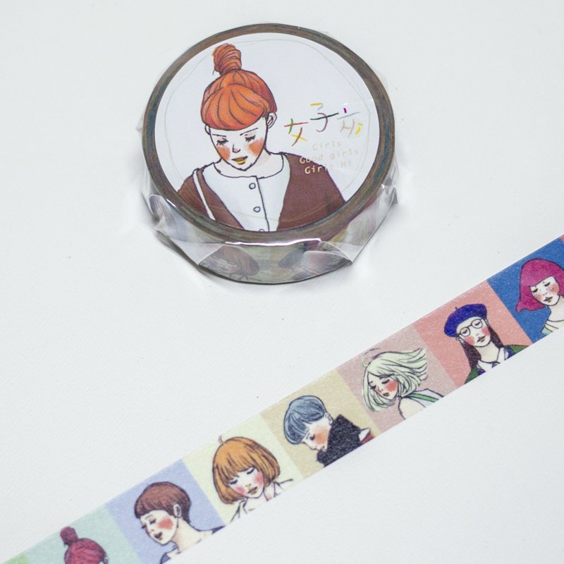 女孩排排站和纸胶带 - 纸胶带 - 纸 多色