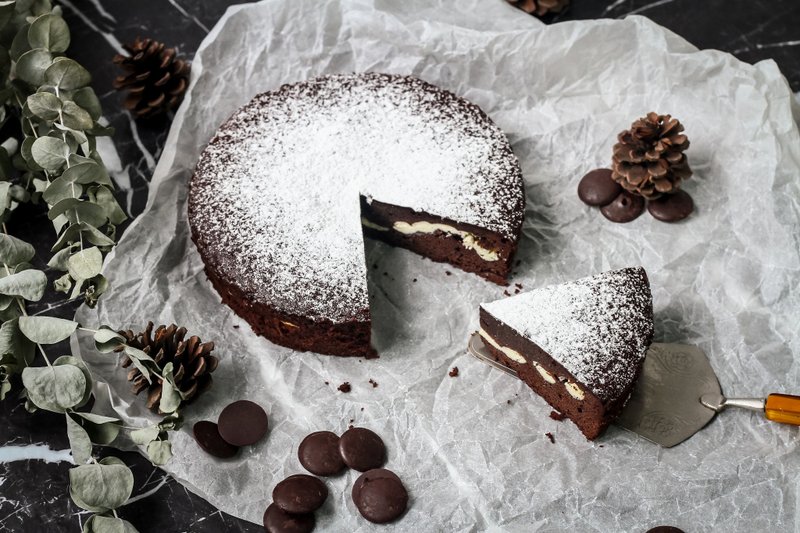 夹心布朗尼蛋糕 (可供定制图案) - 蛋糕/甜点 - 新鲜食材 咖啡色