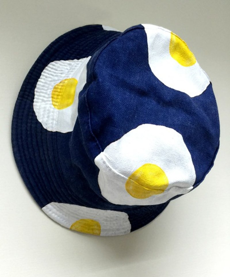 满头荷包蛋-深海蓝款-手绘渔夫帽 - 帽子 - 其他材质 蓝色