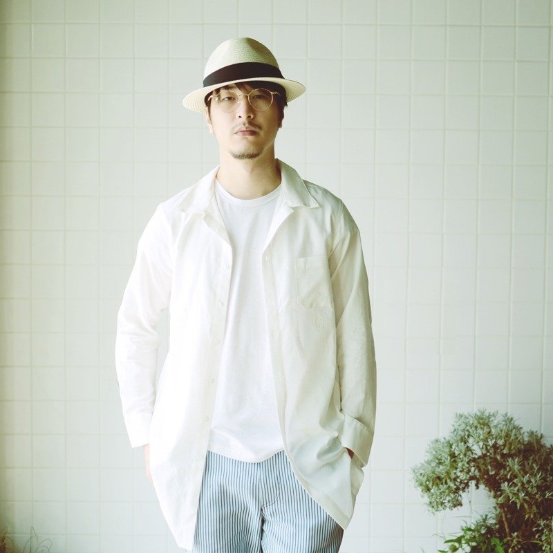 白色长版口袋衬衫 - 男装衬衫 - 棉．麻 白色