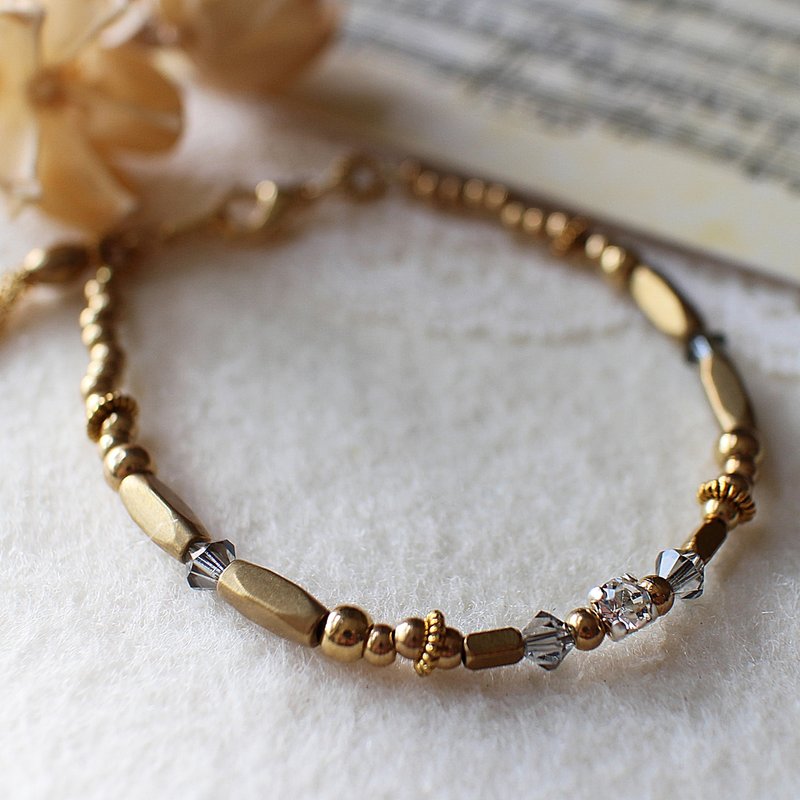 EF流金岁月NO.84白水钻灰色水晶黄铜手链 - 手链/手环 - 其他材质 金色