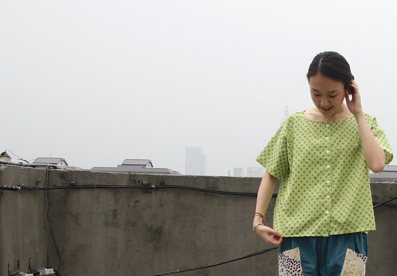 **绿花花两面可穿假衬衫** - 女装上衣 - 其他材质 绿色