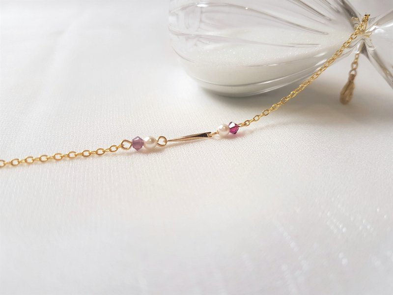 微醺 · 水晶 珍珠 线条 细手链 - 手链/手环 - 水晶 多色