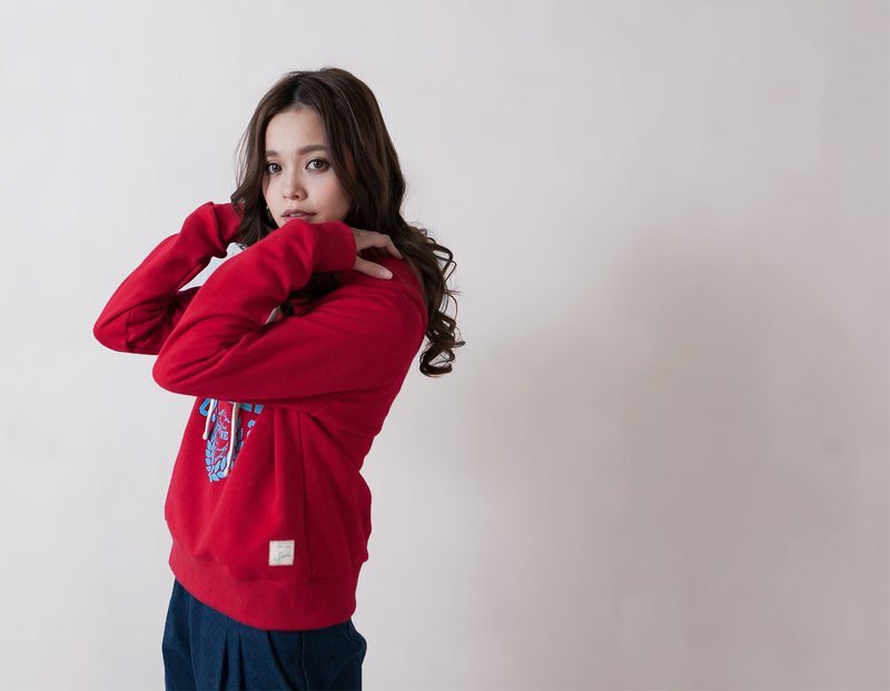 SUMI△大绒刷毛铺棉短版帽T▽3AF060_春节红 - 女装针织衫/毛衣 - 其他材质 红色