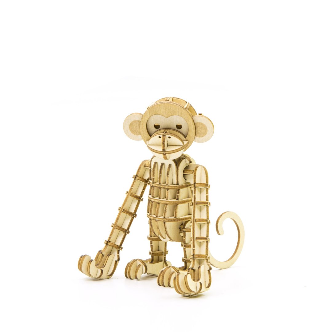 Jigzle 3D木拼图 | 猴子多功能手机座 | 超疗愈 - 木工/竹艺/纸艺 - 木头 
