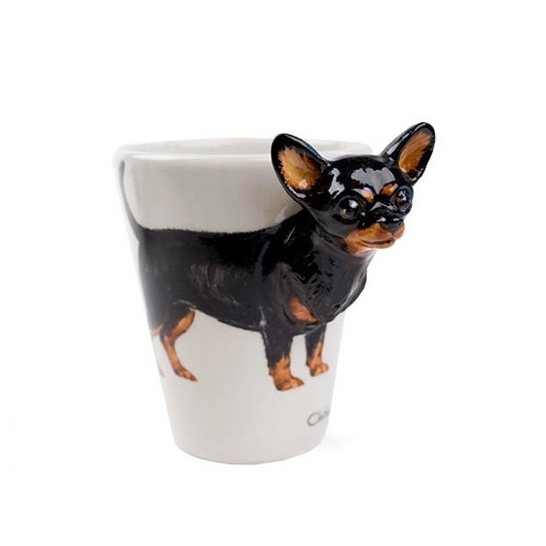 (限量品)【MSA宠物杯】Blue Witch英国手绘杯 Chihuahua Black 黑吉娃娃立体刻字陶瓷马克杯 - 其他 - 其他材质 黑色