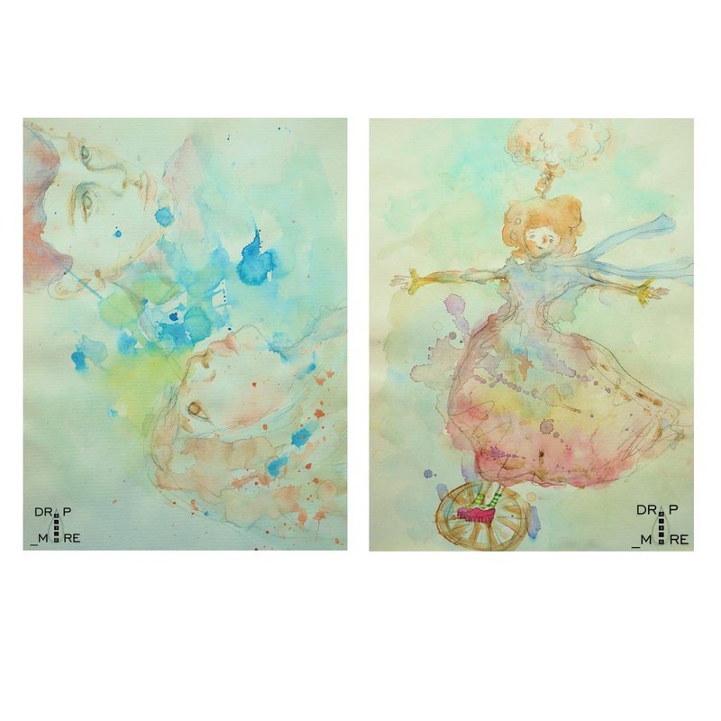 C'est la vie！/手绘明信片一组2入 - 卡片/明信片 - 纸 多色