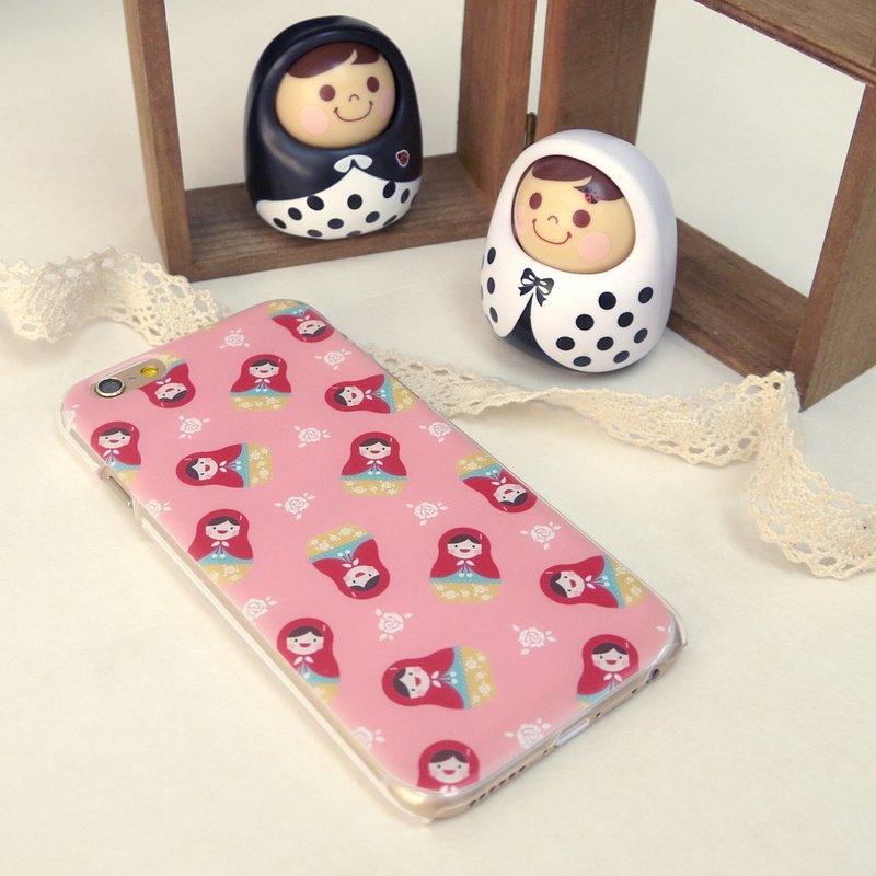 香港原创设计 粉红色俄罗斯娃娃图案  iPhone X,  iPhone 8,  iPhone 8 Plus,  iPhone 7, iPhone 7 Plus, iphone 6/6S , iphone 6/6S PLUS, Samsung Galaxy Note 7 透明手机壳 - 手机壳/手机套 - 塑料 粉红色