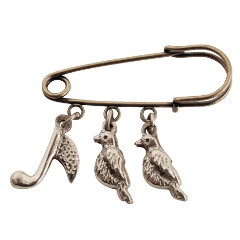 地球树fair trade-2014 春夏新品“手工饰品系列”-洋银小鸟音符别针 - 胸针 - 其他金属 