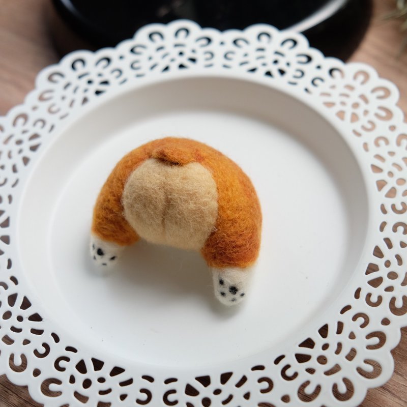 羊毛毡柯基屁屁-小款 - 胸针 - 羊毛 