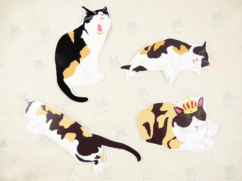 可爱三花猫贴纸 - 贴纸 - 防水材质 白色
