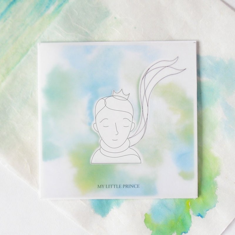 圣诞节-DIY涂色圣诞卡-小王子系列之小王子（蓝绿清新风） - 卡片/明信片 - 纸 绿色