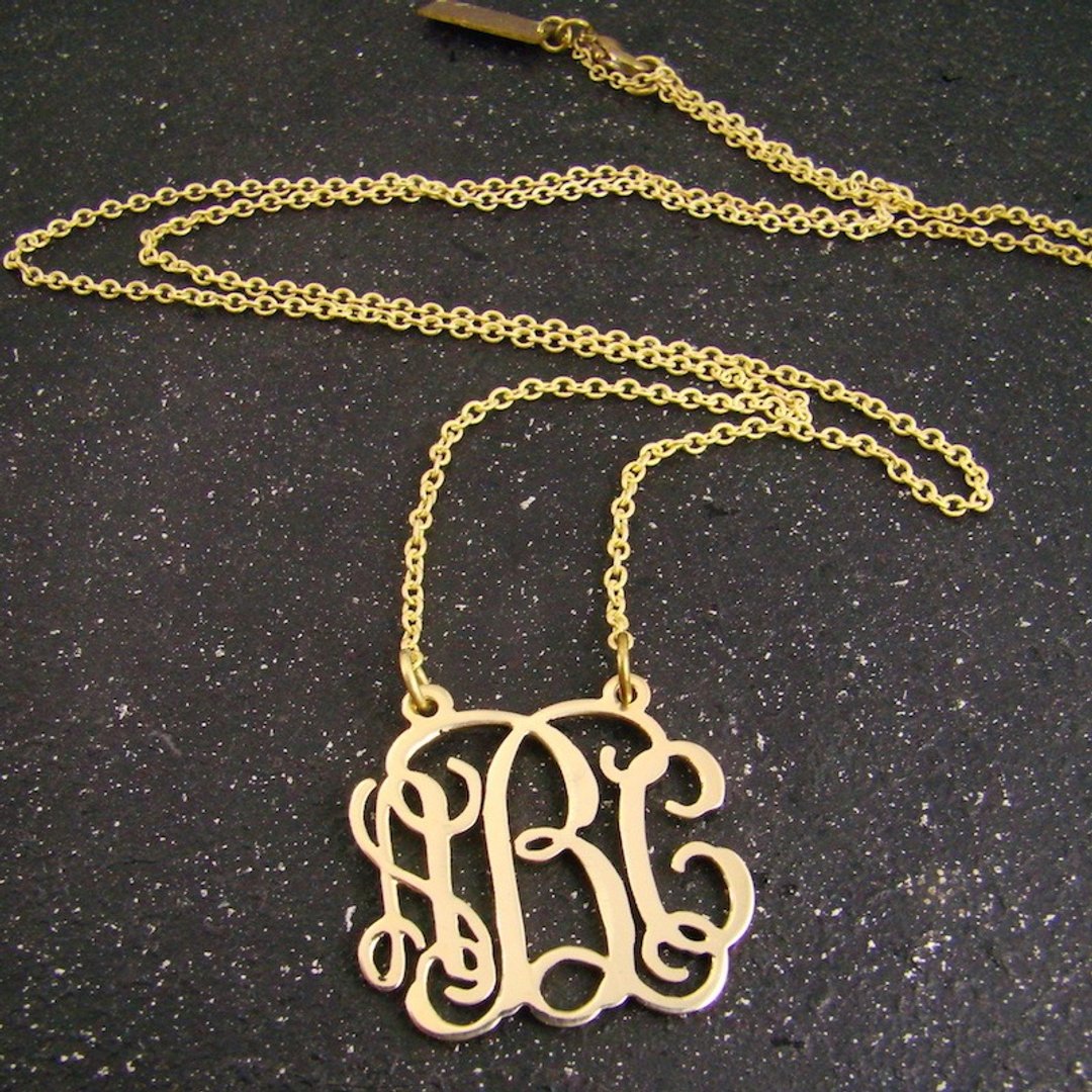 Monogram font style Personal nameplate necklace in brass - 项链 - 其他金属 