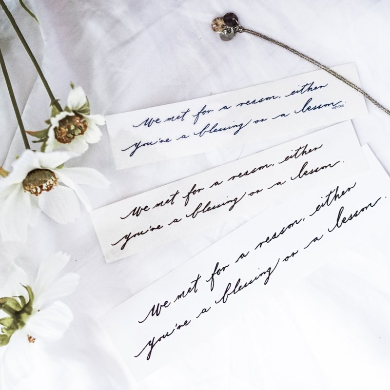 简约英文字句语录剌青纹身贴纸男生中性格正能量打气鼓励考试学生 - 纹身贴 - 纸 蓝色