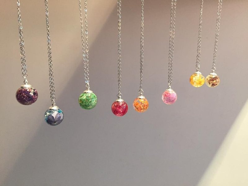 Oone_n_Only Handmade 玻璃押花颈链 - 颈链 - 玻璃 