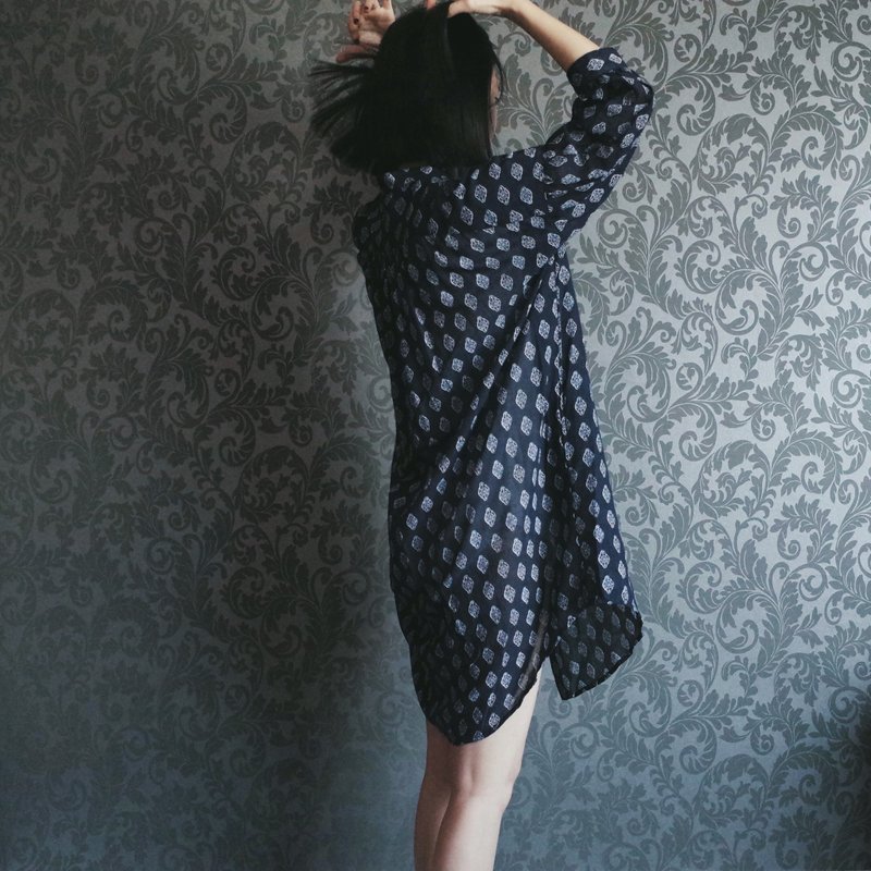 和风棉衫 - 女装衬衫 - 棉．麻 蓝色