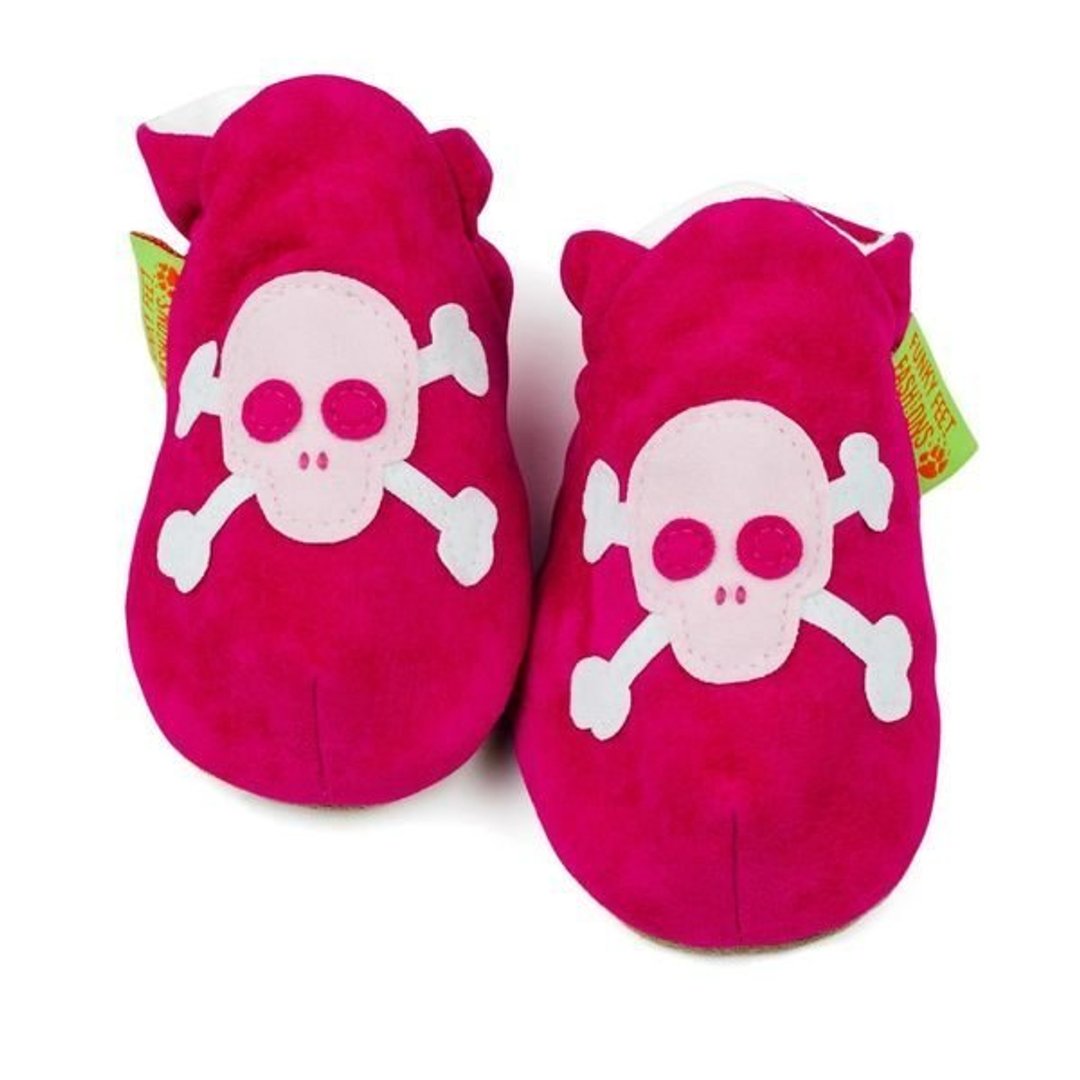 ★定制化★【英国手工鞋FunkyFeet Fashions】桃红骷髅头学步鞋0-24M(NT$1750)/ 2-7Y(NT$1950) - 童装鞋 - 其他材质 红色