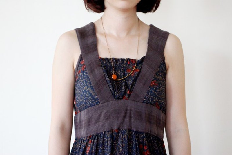 圣诞节礼物 洗旧简约古董珠黄铜项链 /倾斜/ 橘色 - 项链 - 其他金属 橘色