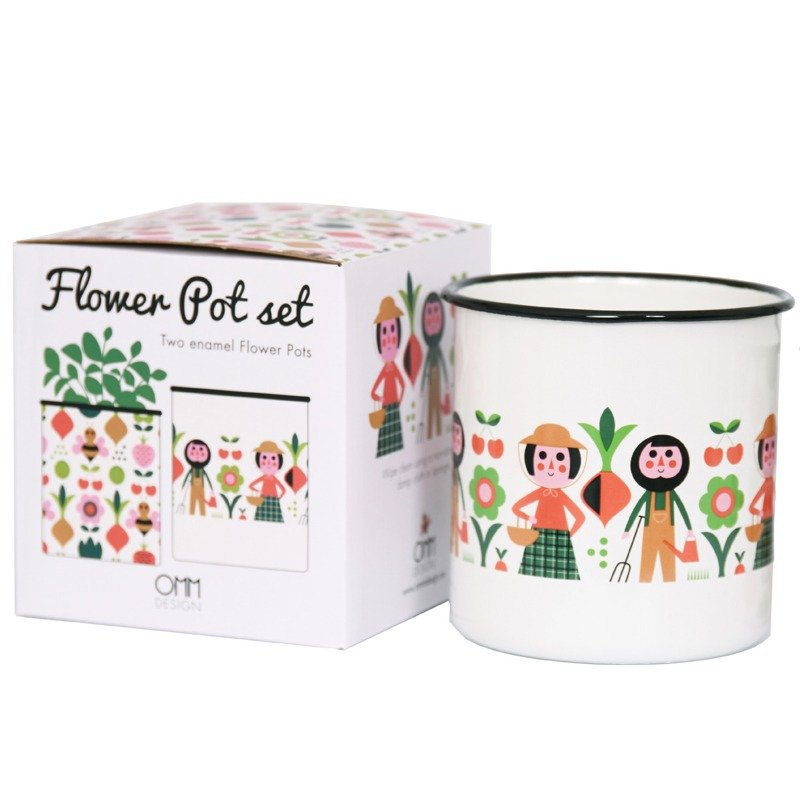 瑞典 OMM X Ingela 珐琅花盆礼盒 - 植栽/盆栽 - 其他金属 白色