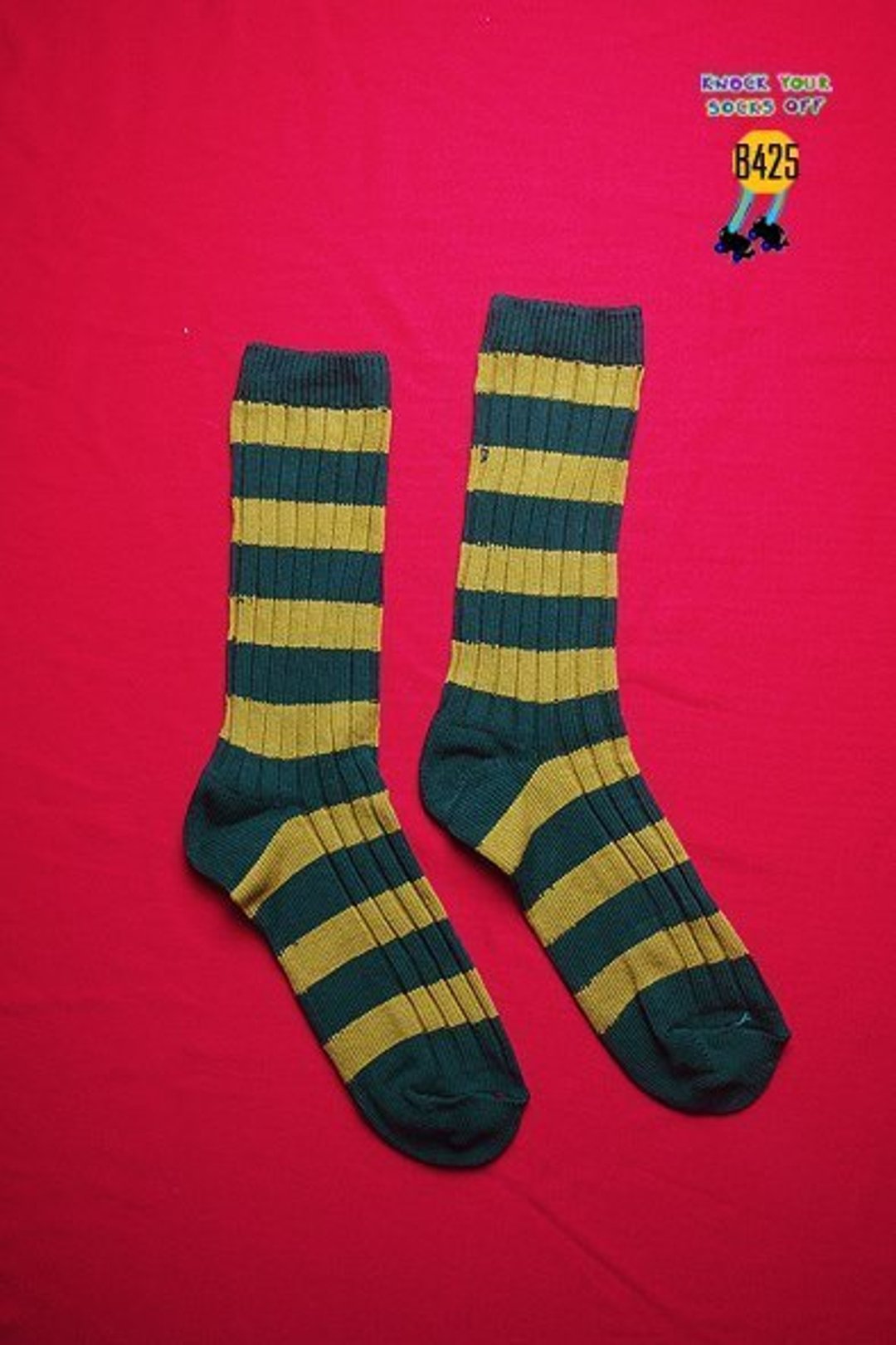 黄绿条纹针织袜!!夏漪眺=knock your socks off !! - 袜子 - 其他材质 绿色