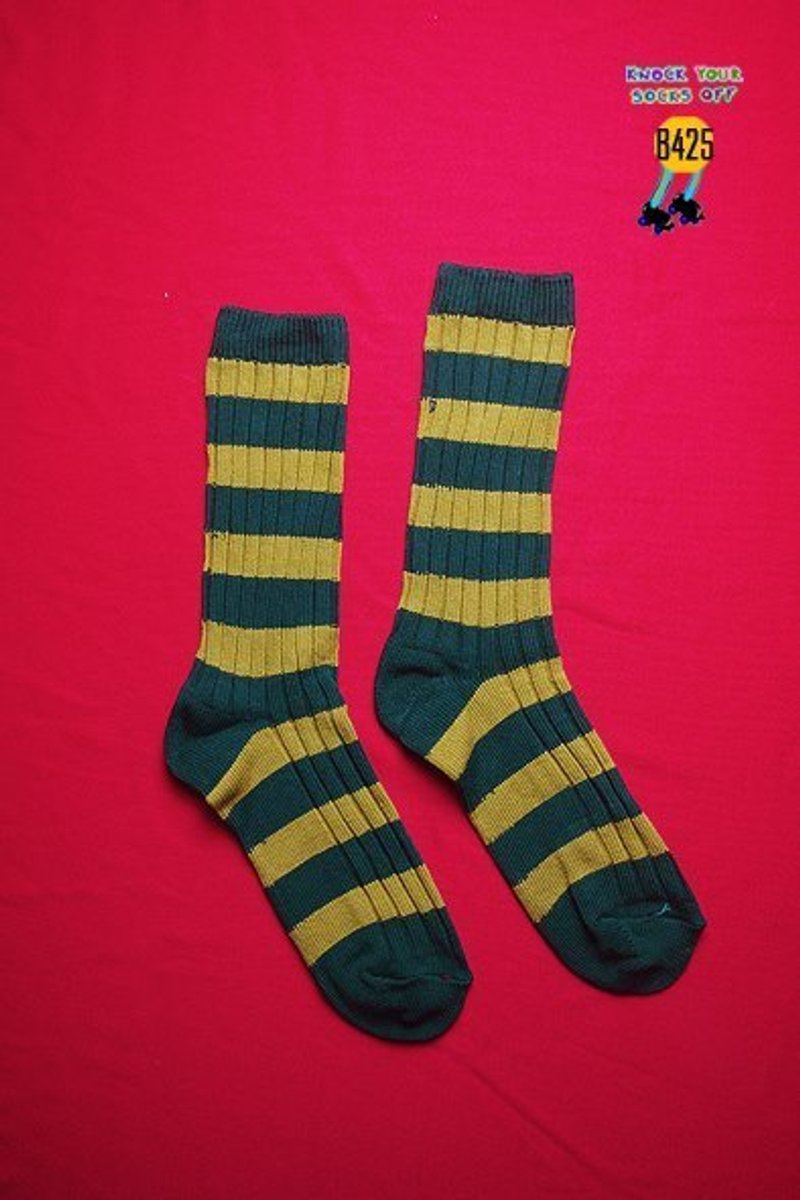 黄绿条纹针织袜!!夏漪眺=knock your socks off !! - 袜子 - 其他材质 绿色