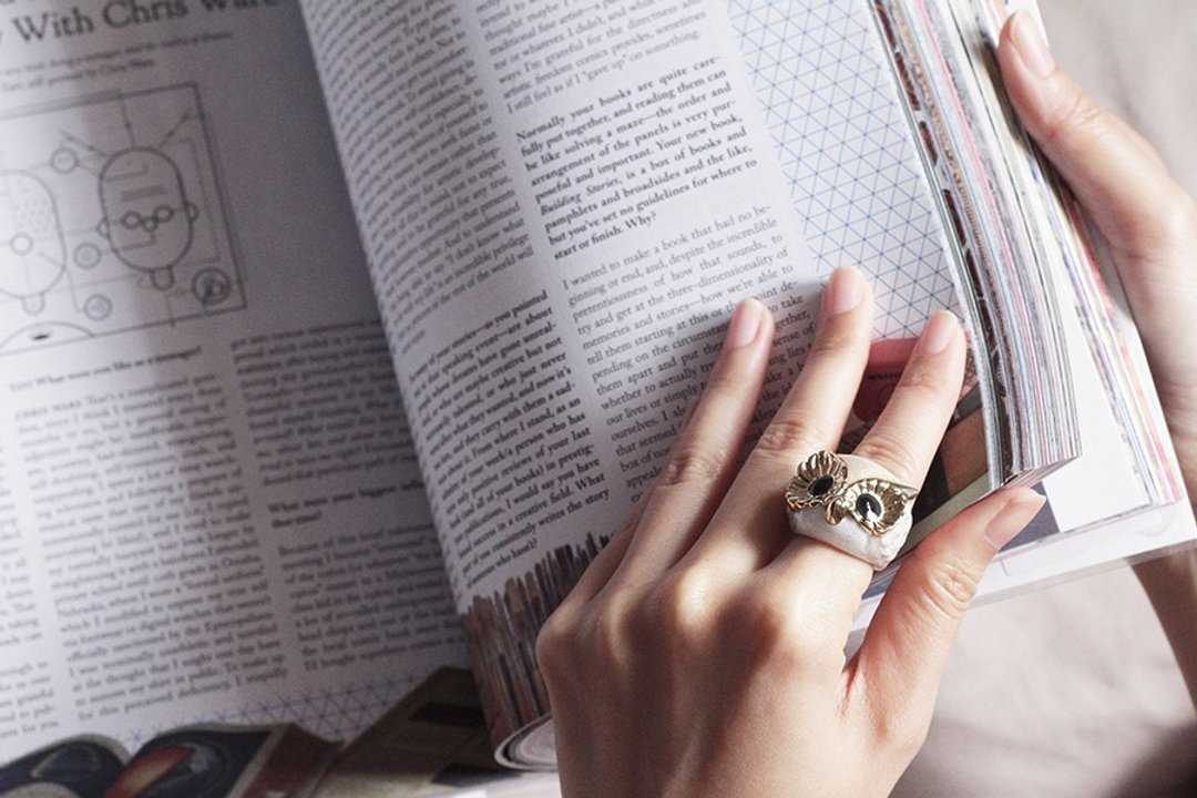 Star Owl Ring, Owl Ring. - 戒指 - 铜/黄铜 金色
