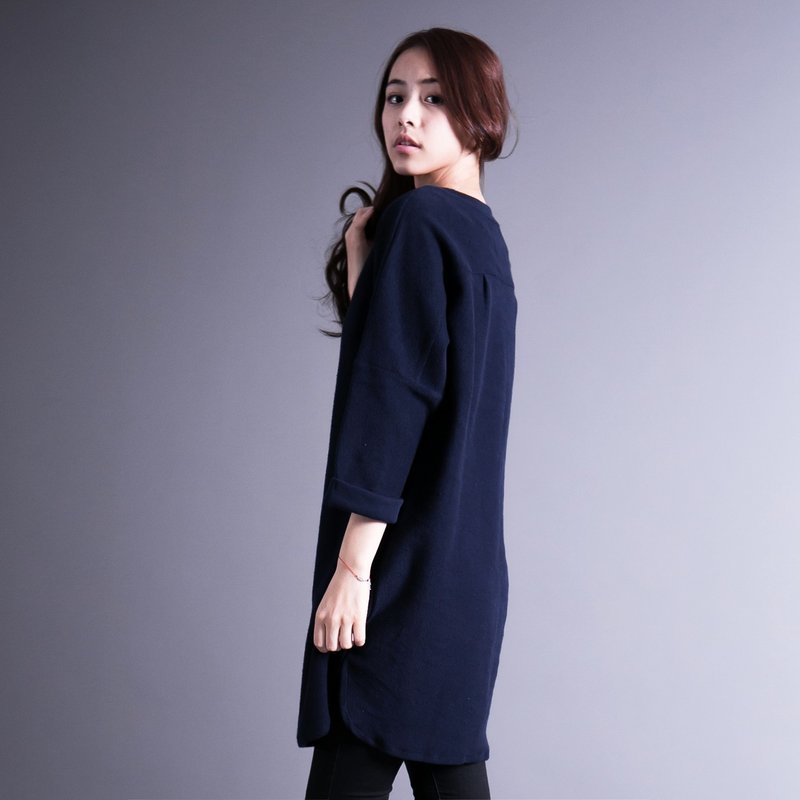 SUMI Philosophy 经典哲学七分袖上衣_4AF010_深蓝 - 女装上衣 - 棉．麻 蓝色