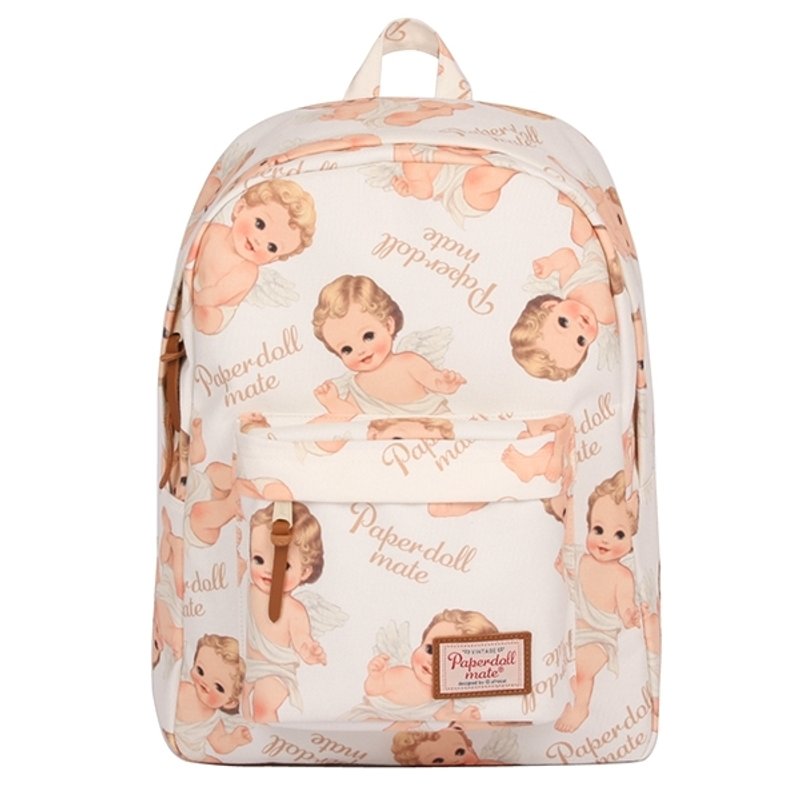 韩国Afrocat paper doll mate backpack＜Baby white＞ 复古娃娃 防水后背包 - 后背包/双肩包 - 其他材质 咖啡色