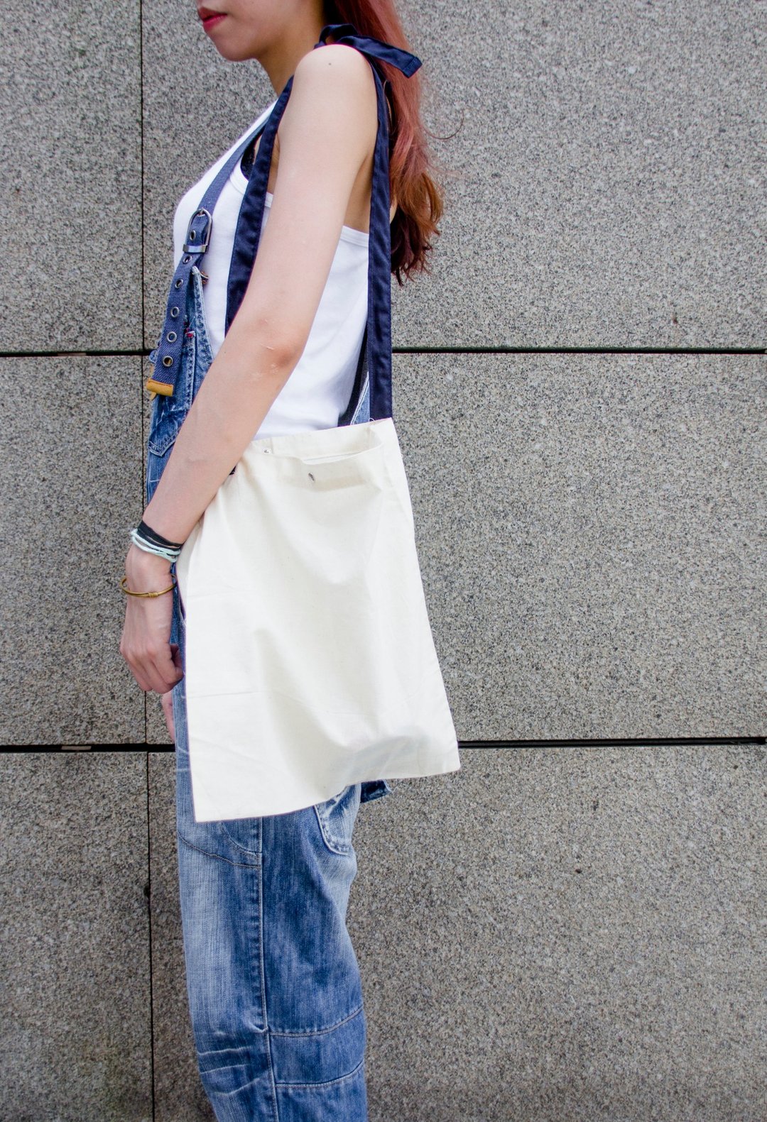 日系休闲绵袋 Linen Bag - 侧背包/斜挎包 - 棉 白色