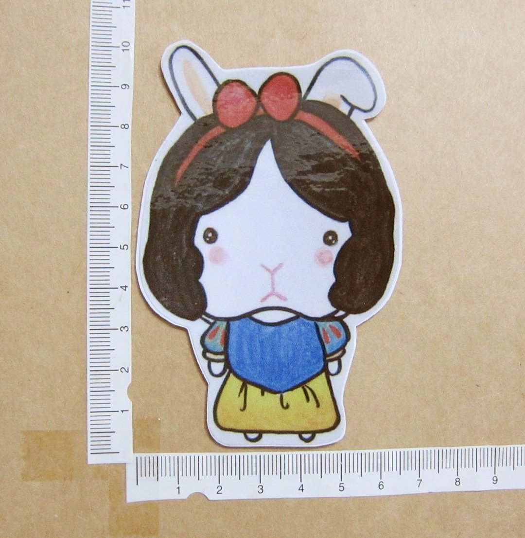 手绘插画风格 完全 防水贴纸 童话故事小白兔 白雪公主 snow white - 贴纸 - 防水材质 白色