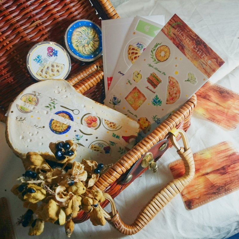 野餐套组-烫金纸胶带、沾板分装片-野餐餐盘点心贴纸 - 纸胶带 - 纸 金色