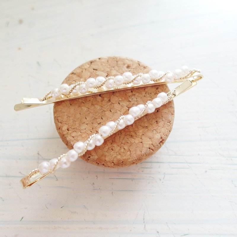 Cha mimi。巴洛克。设计感珍珠细炼发夹 - 发饰 - 其他金属 金色