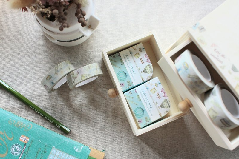 乘着热气球去探险插画纸胶带+胶带台 - 纸胶带 - 纸 