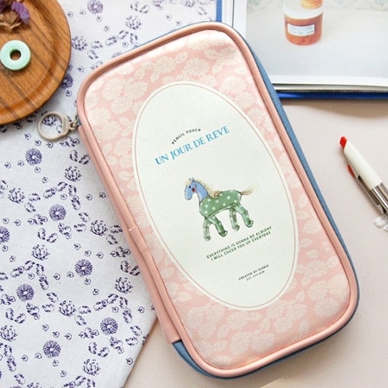 Dessin x Iconic-Pattern万用笔袋包-Pink,ICO80022 - 铅笔盒/笔袋 - 纸 粉红色