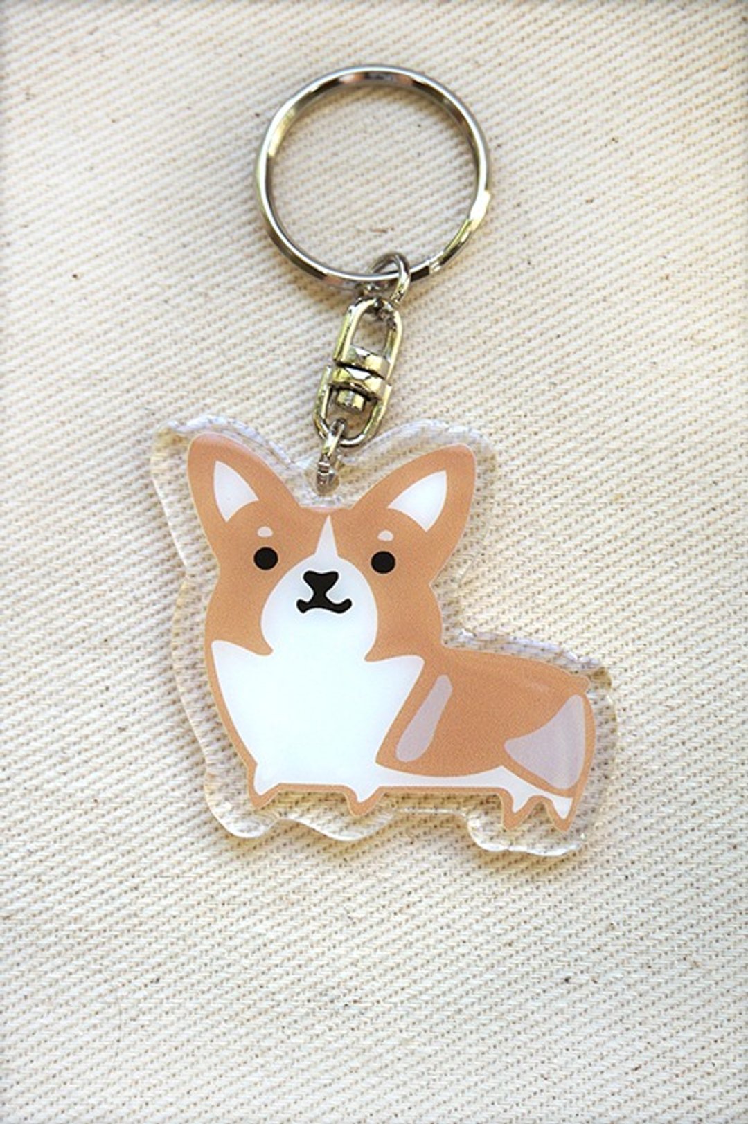 PuppyLove 初心插画【狗狗压克力吊饰】钥匙圈《柯基》 - 钥匙链/钥匙包 - 塑料 咖啡色