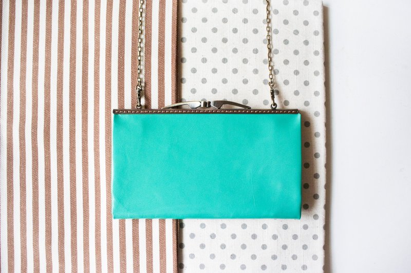 羊皮口金肩背包_湖水绿 - 侧背包/斜挎包 - 真皮 绿色