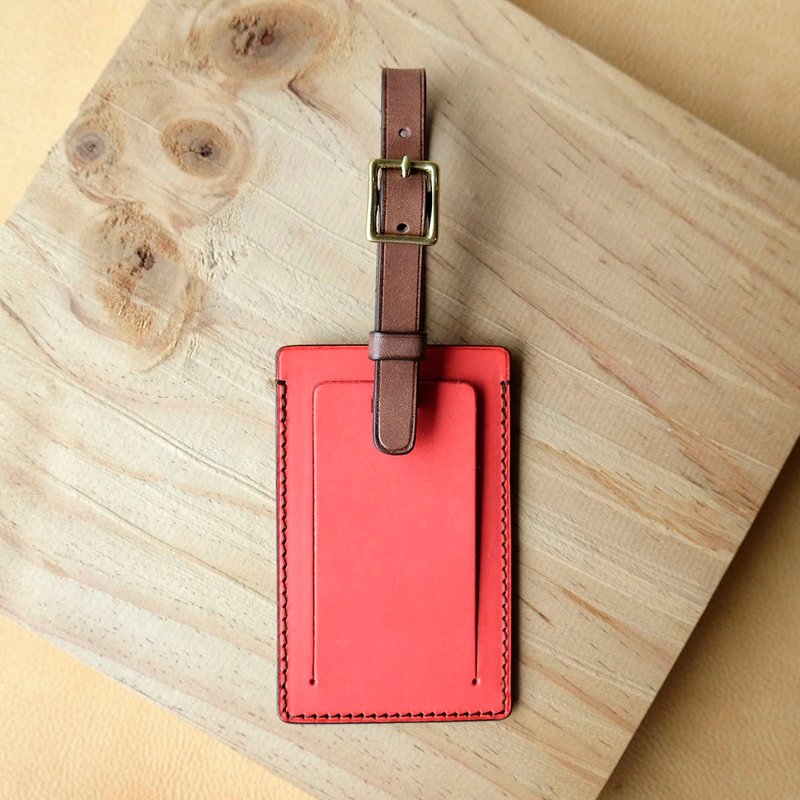 isni〔行李吊牌〕珍珠红/甜巧克 欧洲牛皮〔职人手作りのネームホルダー〕 - 行李吊牌 - 真皮 红色